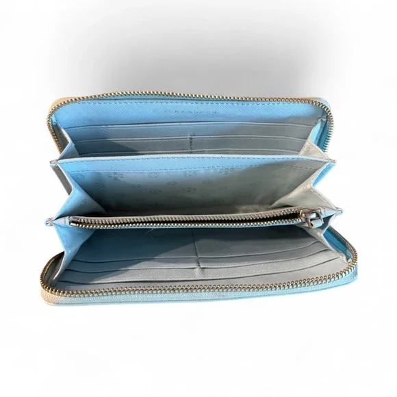 Tory Burch Sky Blue Zip Wallet - Picture 7 of 13